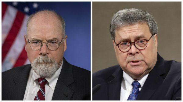 Special counsel John Durham and former Attorney General William Barr. (L-Department of Justice, R-Chip Somodevilla/Getty Images)