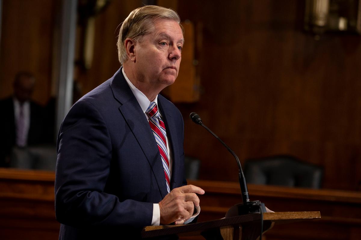 Sen. Lindsey Graham, (R-S.C.), at a news conference proposing legislation to address the crisis at the southern border at the U.S. Capitol in Washington on May 15, 2019. (Anna Moneymaker/Getty Images)