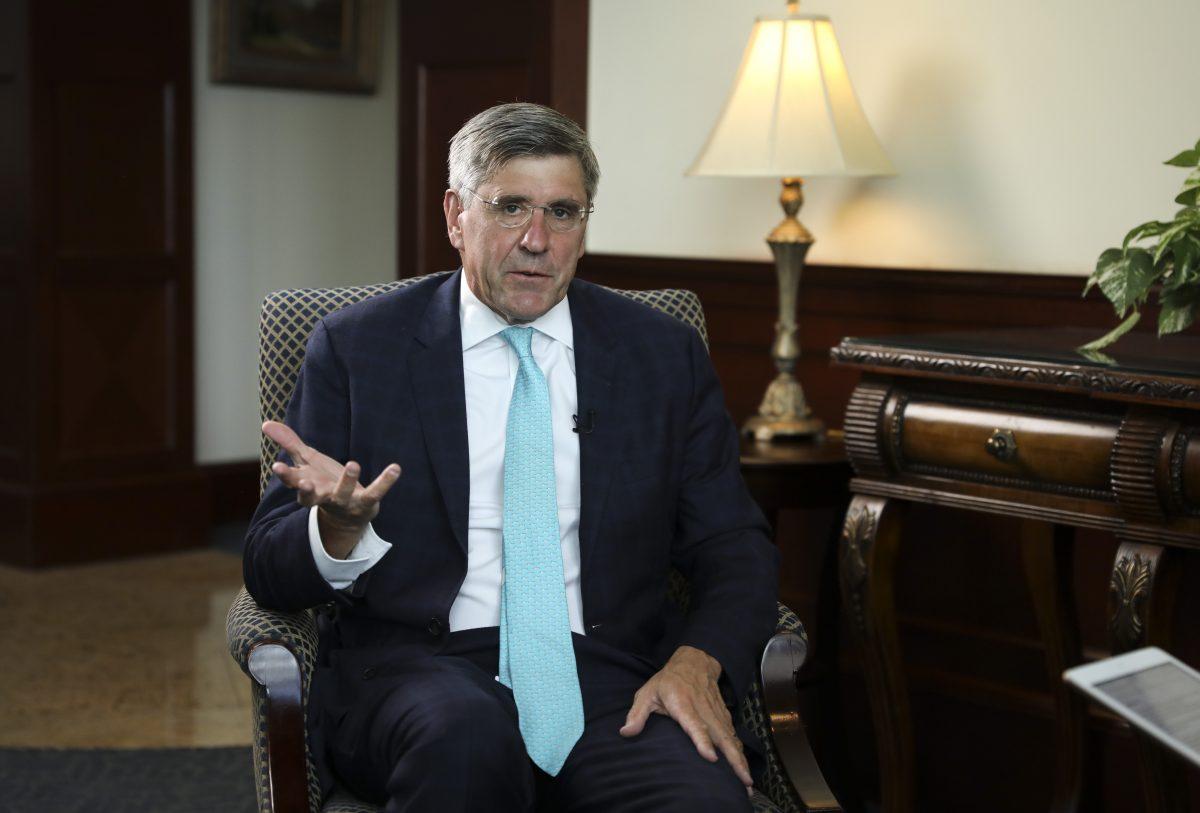 Stephen Moore speaks in Washington on May 14, 2019. (Samira Bouaou/The Epoch Times)