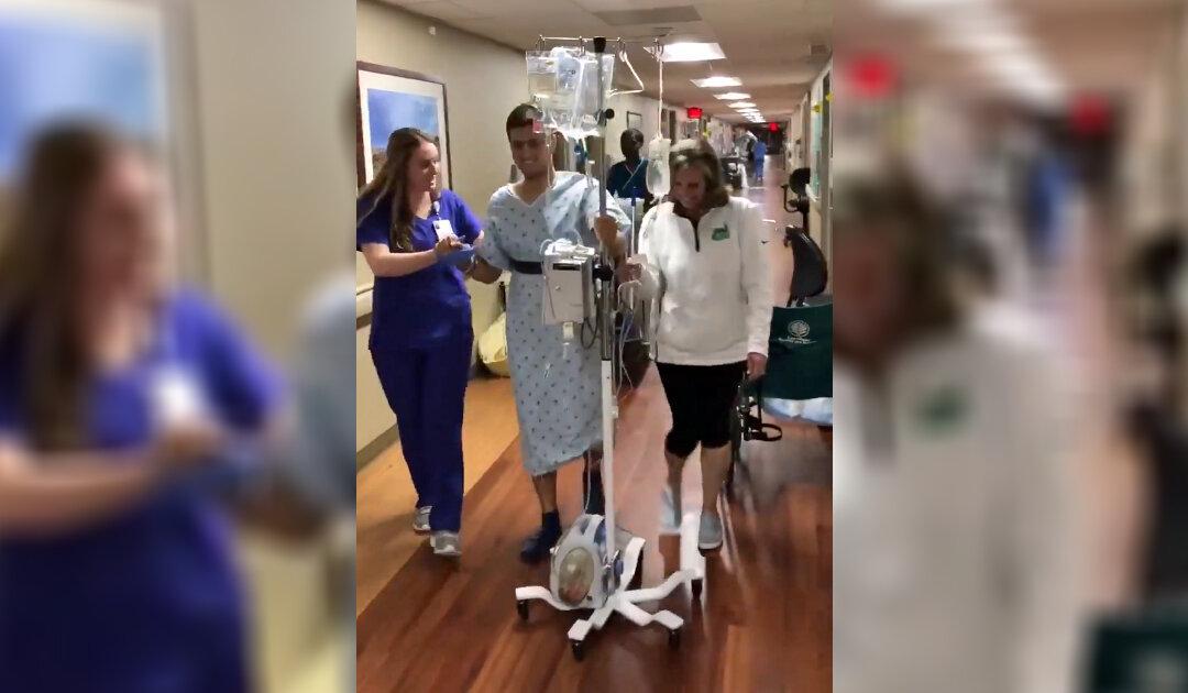 Victim Drew Pescaro Walks for the First Time Since UNC Charlotte Shooting