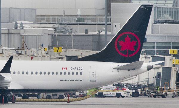 An Air Canada Boeing 737 Max 8 aircraft is shown at Trudeau Airport in Montreal, on March 13, 2019. (The Canadian Press/Graham Hughes)
