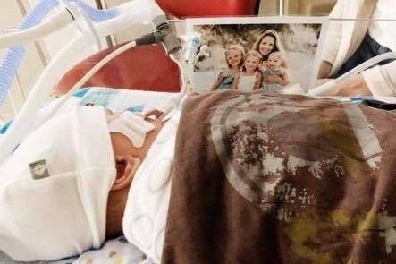 Baby Matthew on a life support system. (Mary and Peter Camiolo/GoFundMe)
