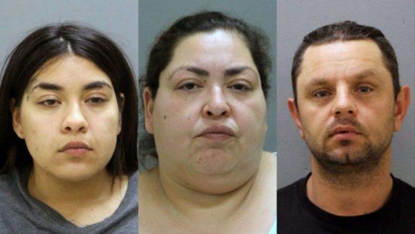 L-R: Desiree Figueroa, Clarisa Figueroa, and Piotr Bobak. The trio suspects have been arrested and charged, according to an announcement by authorities on May 16, 2019. (Chicago Police Department)
