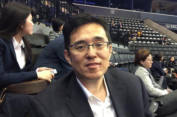William Wang, originally from Beijing, at the Barclays Center Falun Dafa conference on May 17, 2019. (Nicole Hao/The Epoch Times)