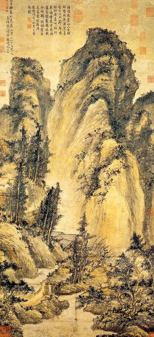 "Sacred Mountains and Precious Groves,” 1365, by Fang Congyi. Ink and colors on paper. National Palace Museum, Taiwan. (Public Domain)