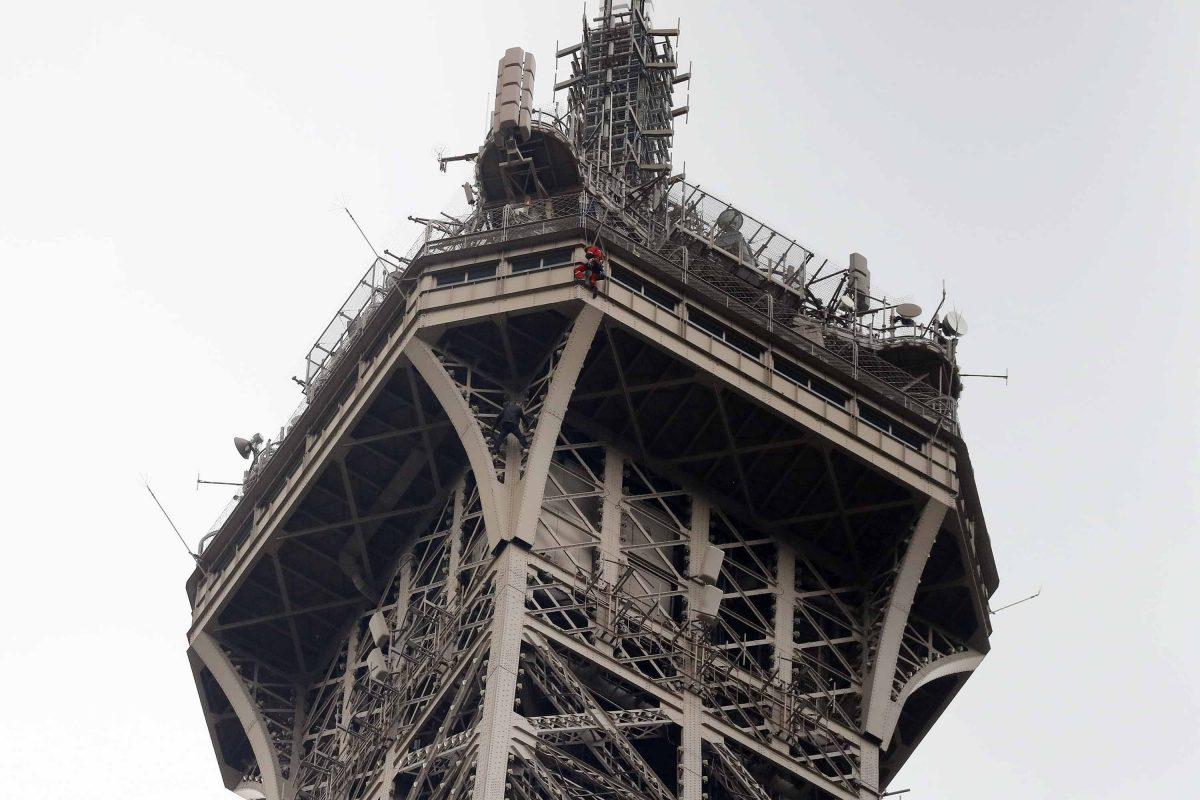 The Eiffel Tower has been closed to visitors after a person scaled it, Paris, France, on May 19, 2019. (Michel Euler/AP Photo)