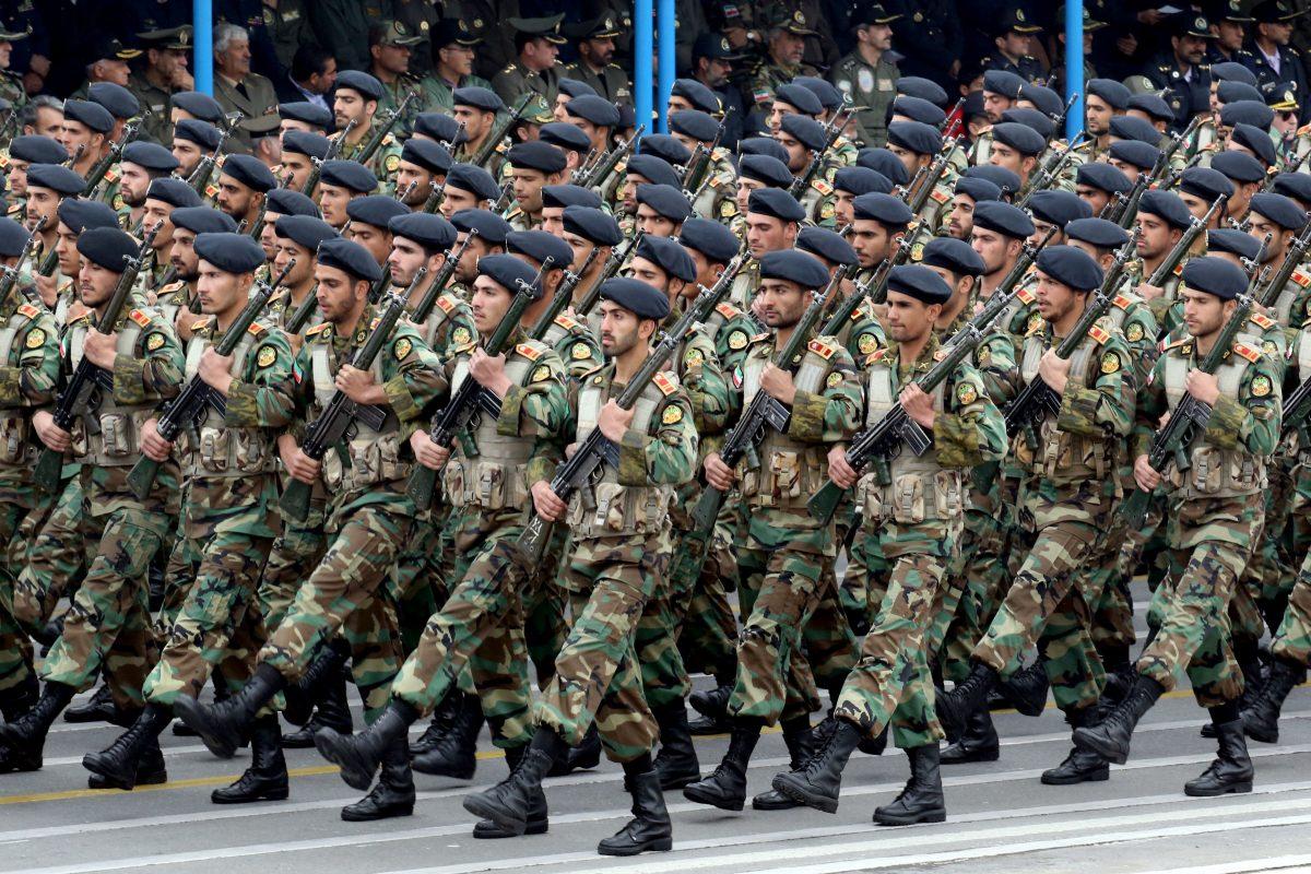 Iranian soldiers march during a military parade Tehran on April 18, 2019 (AFP/Getty Images)