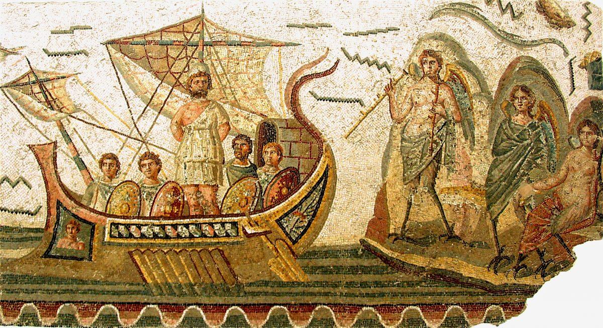 Odysseus and the Sirens, a Roman mosaic. Bardo National Museum. (Public Domain)
