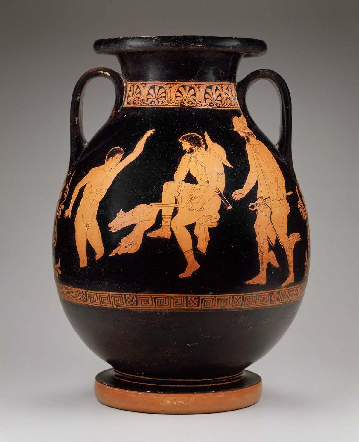 Jar (pelike) with Odysseus and Elpenor in the Underworld. Museum of Fine Arts, Boston. (Public Domain)