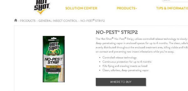 The website of the Hot Shot No-Pest Strip (Hotshot.com)