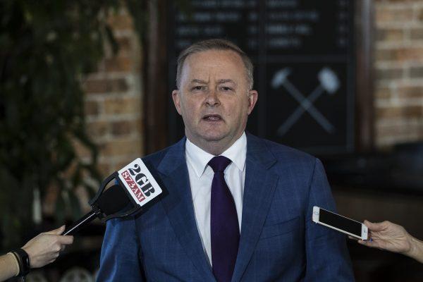 MP Anthony Albanese speaks to media during a press conference at the Unity Hall Hotel in Balmain in Sydney, Australia, on May 19, 2019. (Brook Mitchell/Getty Images)
