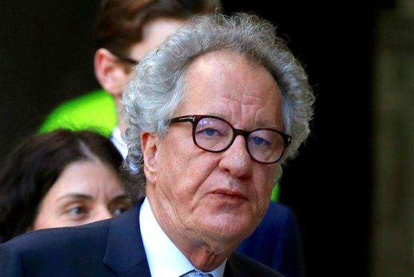 Australian actor Geoffrey Rush reacts as he arrives at the Federal Court in Sydney, Australia on Nov. 8, 2018. (David Gray/Reuters)