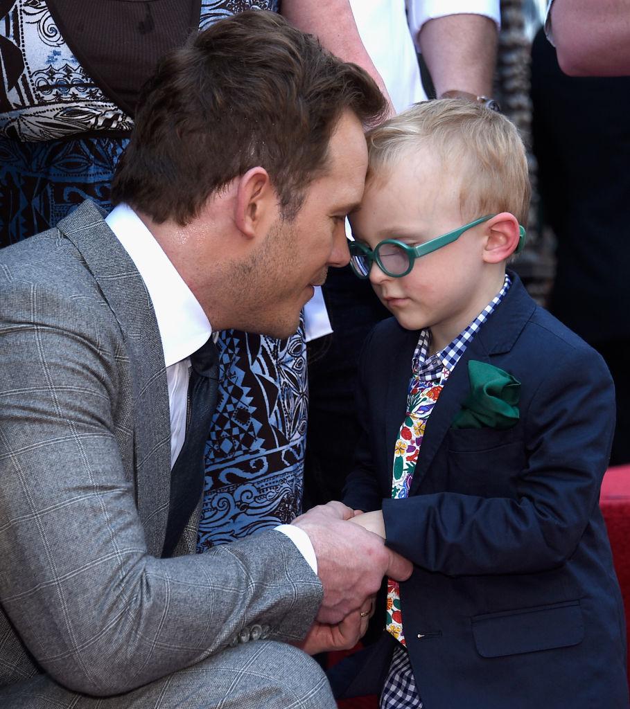 Pratt and his son; the actor is honored with a star on the Hollywood Walk of Fame, April 2017 (©Getty Images | <a href="https://www.gettyimages.com/detail/news-photo/actor-chris-pratt-and-son-jack-pratt-at-chris-pratt-honored-news-photo/671232880?adppopup=true">Kevork Djansezian</a>)