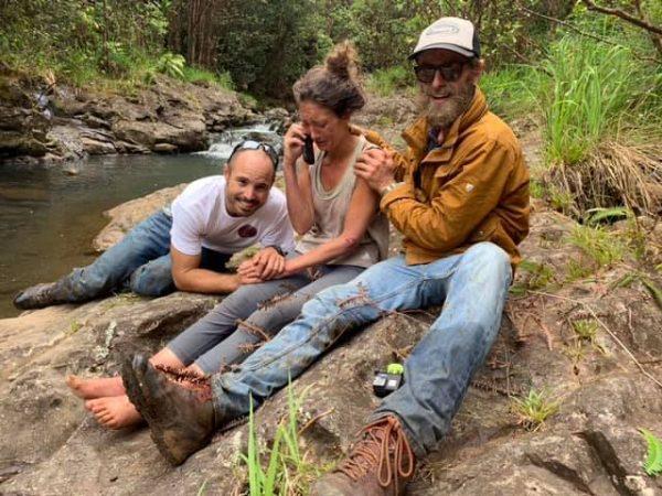 The moment when yoga instructor Amanda Eller was found on May 25, 2019, after she went missing for 17 days from hiking in Maui's Makawao Forest Reserve. (Javier Cantellops/Facebook)