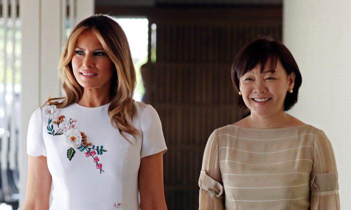 Melania Trump Wows in White Floral Midi Dress During State Visit to Japan