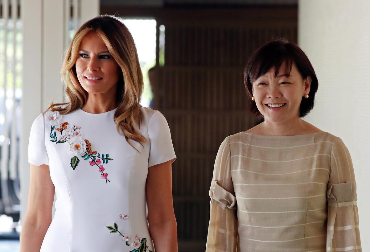 Melania Trump Wows in White Floral Midi Dress During State Visit to Japan