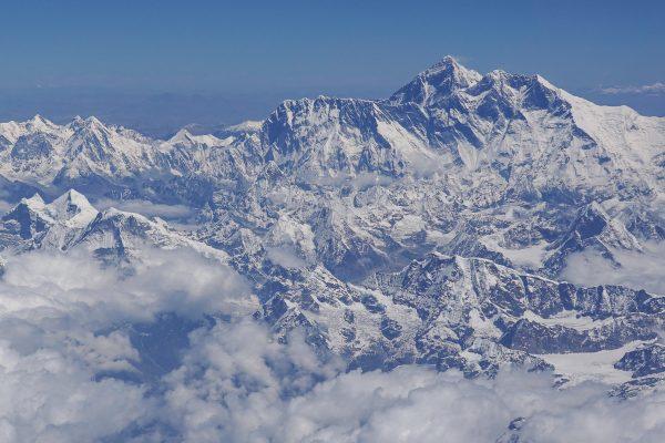An aerial view of Mount Everest (center R) on April 27, 2019. (Sarah Lai/AFP/Getty Images)