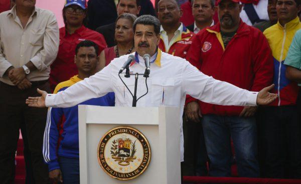 Venezuela's illegitimate dictator Nicolás Maduro speaks during a demonstration at Palacio de Miraflores on May 20, 2019 in Caracas, Venezuela. (Eva Marie Uzcategui/Getty Images)