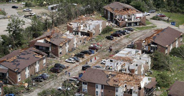 Eight years to the day after a devastating tornado killed 161 people in Joplin, another big twister ripped through another Missouri community, Jefferson City, Mo. on May 23, 2019. (Jeff Roberson/AP)