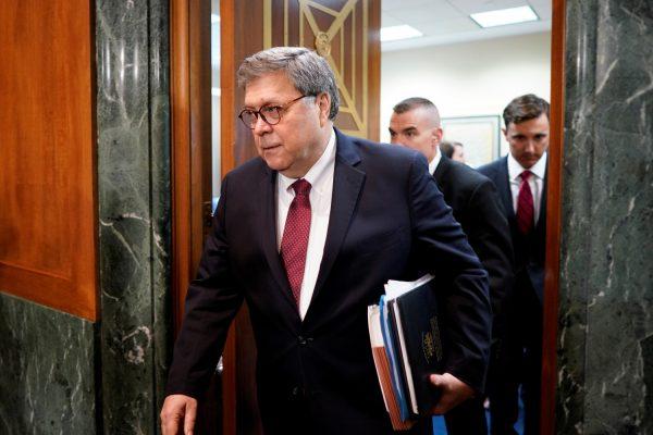 Attorney General William Barr returns to a Senate Judiciary Committee hearing entitled "The Justice Department's Investigation of Russian Interference with the 2016 Presidential Election." on Capitol Hill on May 1, 2019. (Aaron P. Bernstein/Reuters)