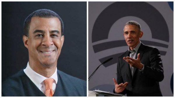 U.S. District Judge Haywood Gilliam (L) and former U.S. President Barack Obama in file photos. Gilliam donated thousands of dollars to Obama before being selected for a federal seat. (U.S. District Court for the Northern District of California & Sean Gallup/Getty Images)