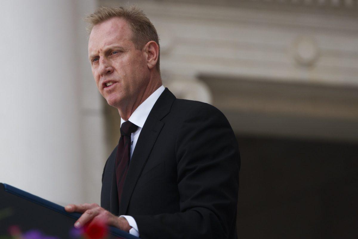 Acting Secretary of Defense Patrick Shanahan delivers remarks during a Memorial Day ceremony at Arlington National Cemetery in Arlington, Va., on May 27, 2019. (Tom Brenner/Getty Images)