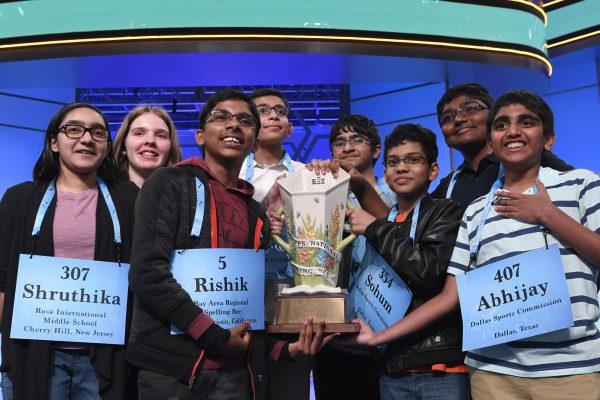 The co-champions of the 2019 Scripps National Spelling Bee, May 31, 2019. (Susan Walsh/AP Photo)
