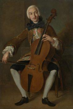 Luigi Boccherini playing the cello by Pompeo Batoni. (Public Domain)