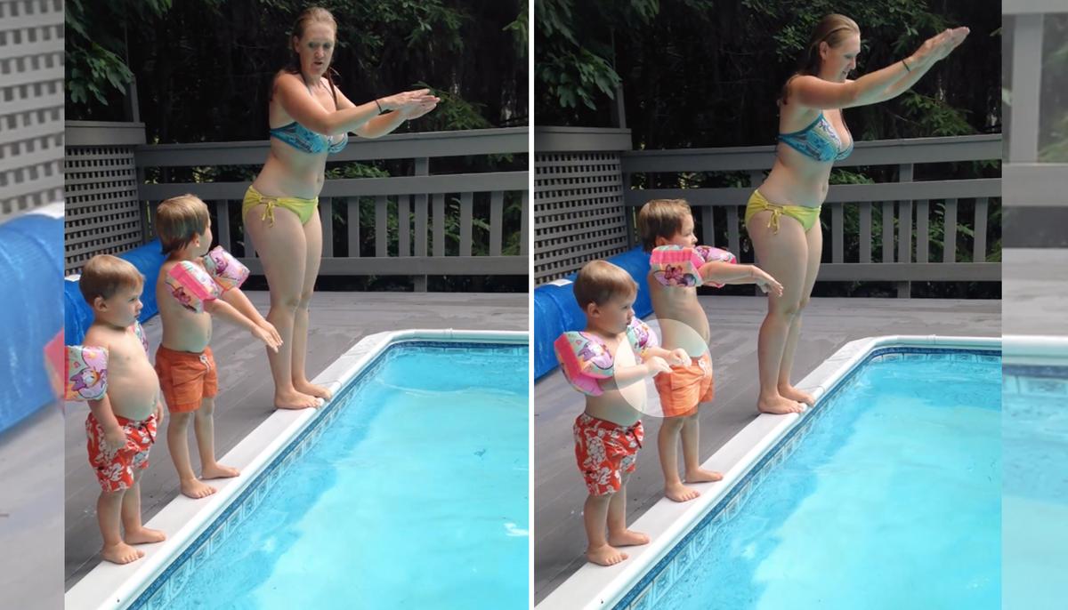 Mom Teaches Kids How to Dive, but Her Second Child Has Other Hilarious Plans