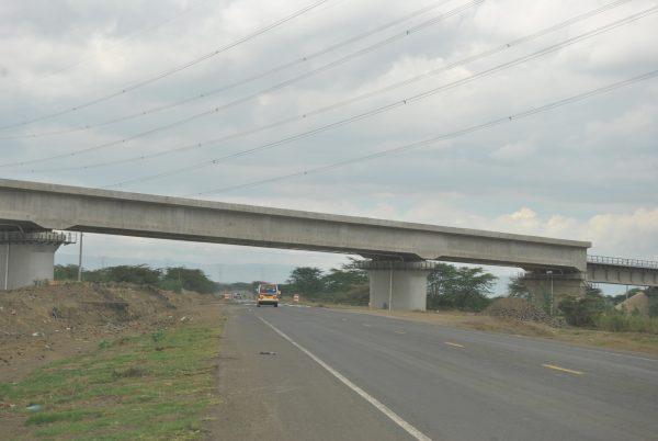 The SGR overpass on the Nairobi-Narok Highway at Suswa in Kenya's Rift Valley, on May 29, 2019. (Dominic Kirui for The Epoch Times)