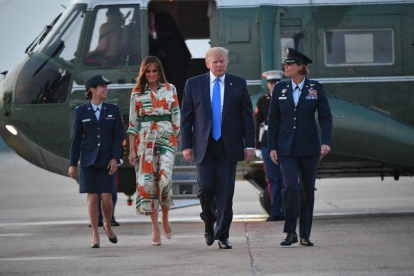 President Donald Trump and First Lady Melania Trump at Andrews Air Force Base in Maryland on June 2, 2019. (Mandel Ngan/AFP/Getty Images)