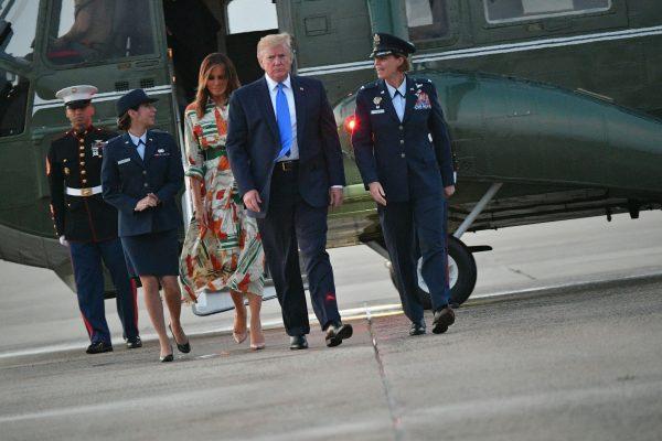 President Donald Trump and First Lady Melania Trump at Andrews Air Force Base in Maryland on June 2, 2019. (Mandel Ngan/AFP/Getty Images)