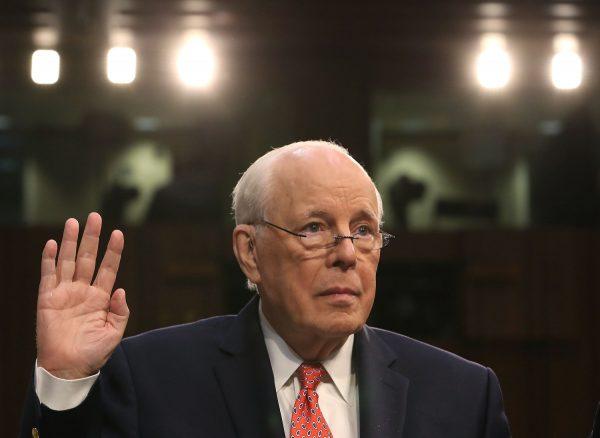 John Dean, former White House counsel to President Nixon, is sworn in during a hearing on the nomination of federal appeals court judge Brett Kavanaugh to be an associate justice on the U.S. Supreme Court, in the Hart Senate Office Building in Washington on Sept. 7, 2018. (Mark Wilson/Getty Images)