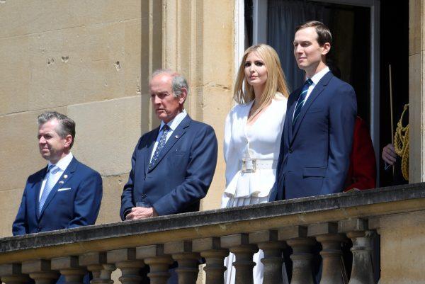 Ivanka Trump and Jared Kushner attend a welcome ceremony at Buckingham Palace in London on June 3, 2019. (Toby Melville/Pool/Reuters)