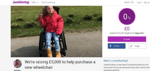 A recent JustGiving post is seeking to raise funds for a wheelchair (JustGiving)