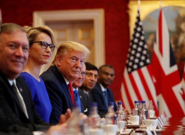 President Donald Trump attends a business roundtable discussion at St. James's Palace during his state visit in London on June 4, 2019. (Carlos Barria/Reuters)