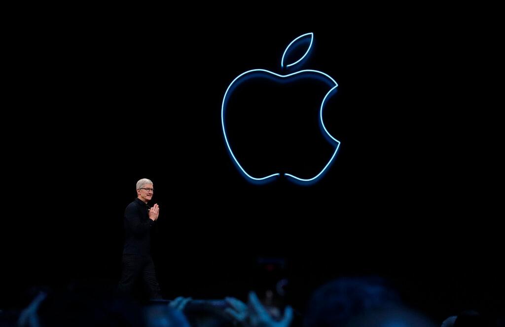 Apple CEO Tim Cook speaks at the Apple Worldwide Developers Conference in San Jose, Calif., on June 3, 2019. (AP Photo/Jeff Chiu)