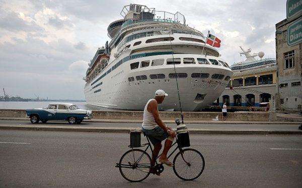A Royal Caribbean cruise is seen docked at Havana's port on May 6, 2019. (Yamil Lage/AFP/Getty Images)