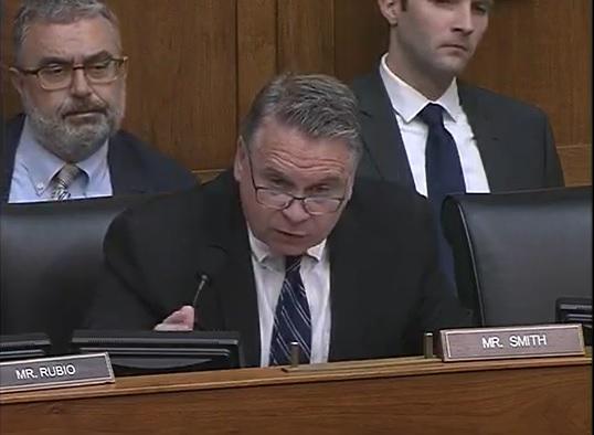 Rep. Chris Smith (R-N.J.) speaks at the hearing"Tiananmen at 30: Examining the Evolution of Repression in China" held by the Congressional Executive Commission on China and the Tom Lantos Human Rights Commission on Capitol Hill in Washington on June 4, 2019. (Screenshot/CECC)