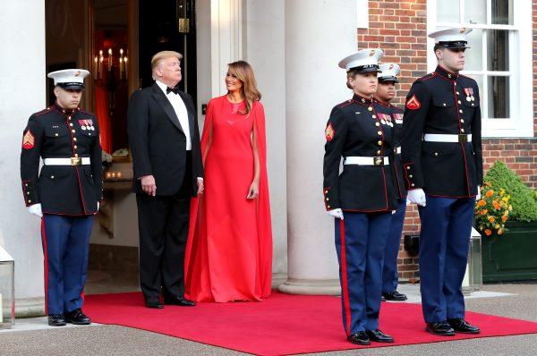US President Donald Trump and First Lady Melania Trump pose ahead of a dinner at Winfield House for Prince Charles, Prince of Wales and Camilla, Duchess of Cornwall, during their state visit in London, England on June 4, 2019. (Chris Jackson - WPA Pool/Getty Images)