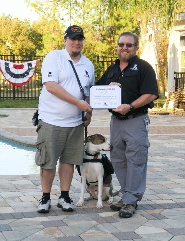Jeremiah Galembush received his graduation certificate from K9s For Warriors. (Courtesy of K9s For Warriors)
