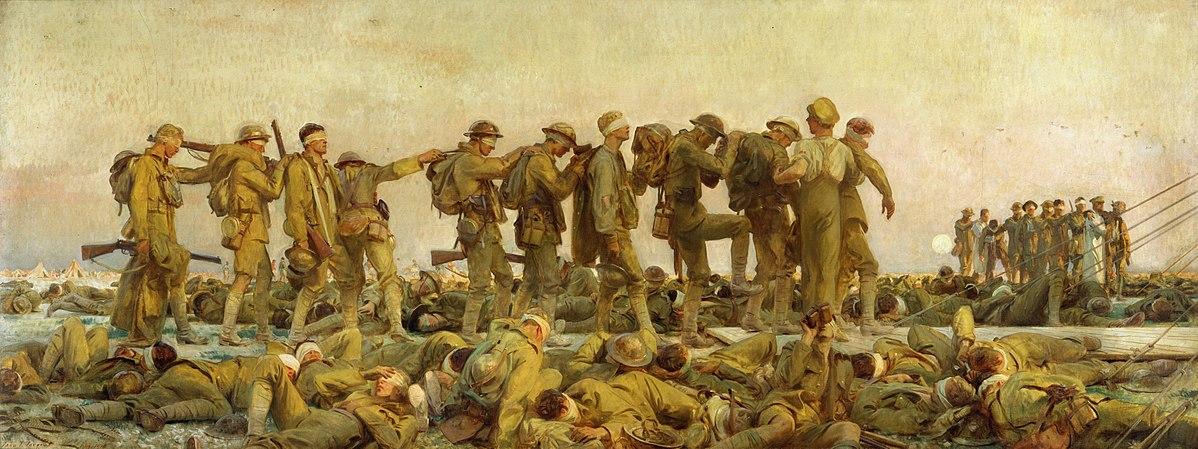 The "war to end all wars" ushered in drastic changes to art and poetry. We may be finally recovering. “Gassed,” 1919, by John Singer Sargent. Imperial War Museum London. (Public Domain)