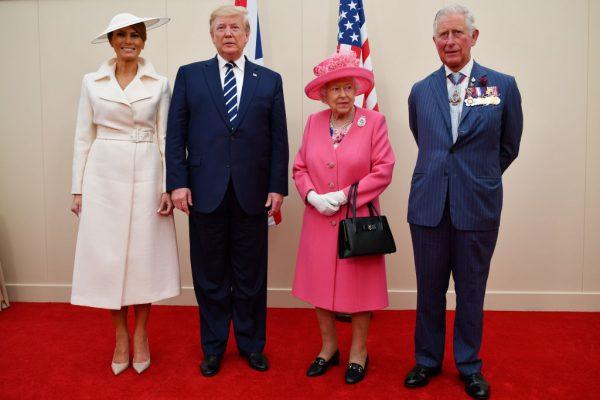 (R-L) Prince Charles, Prince of Wales, Queen Elizabeth II, President of the United States, Donald Trump and First Lady of the United States, Melania Trump prepare to meet veterans during the D-day 75 Commemorations on June 05, 2019 in Portsmouth, England. (Jeff J Mitchell - WPA Pool /Getty Images)