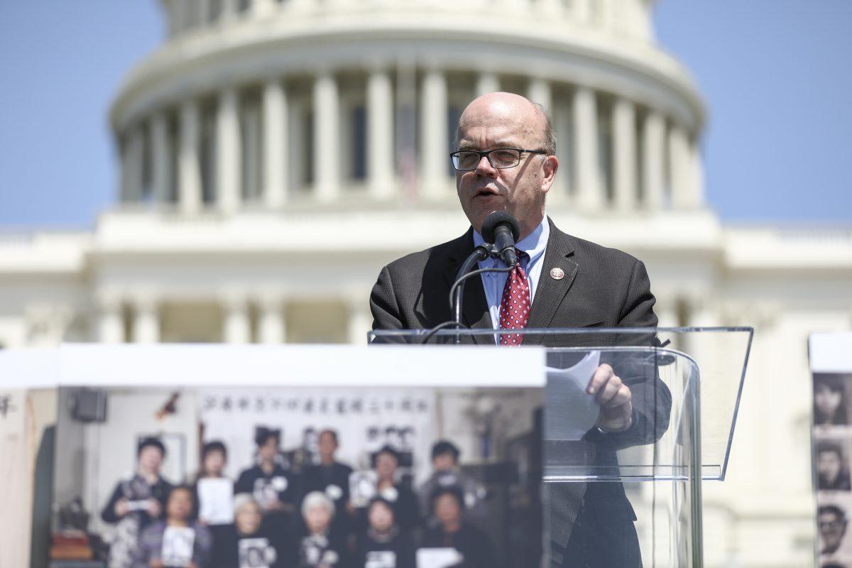 Rep. James P. McGovern (D-Mass.) speaks at a rally to commemorate the 30th anniversary of the Tiananmen Square massacre, on the West Lawn the Capitol on June 4, 2019. (Samira Bouaou/The Epoch Times)