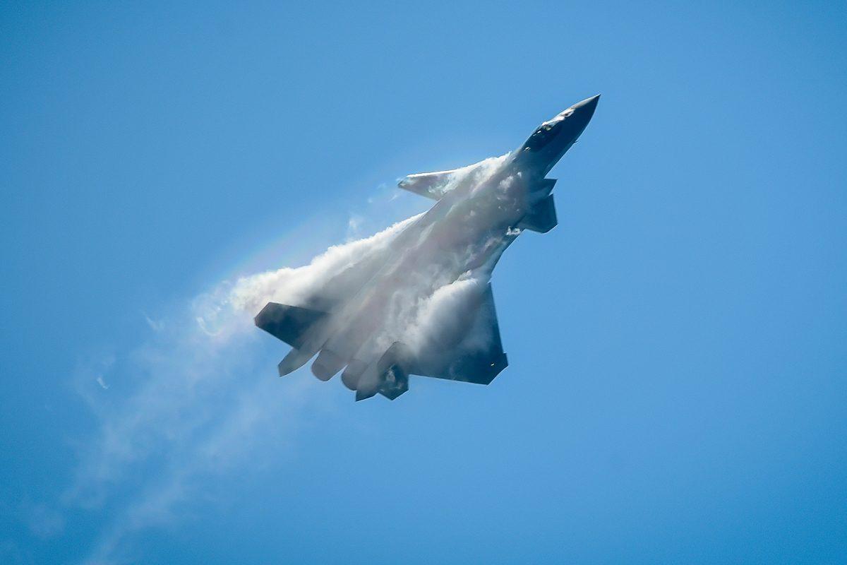Chinese J-20 stealth fighters perform at the Airshow China 2018 in Zhuhai, south China's Guangdong province on Nov. 6, 2018. (Wang Zhao/AFP/Getty Images)