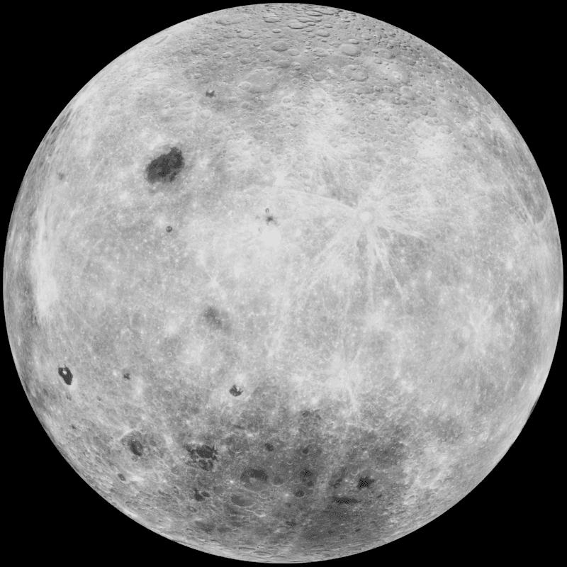 The South Pole–Aitken basin is the darker area at the bottom of this image. (<a href="https://en.wikipedia.org/wiki/South_Pole%E2%80%93Aitken_basin#/media/File:Moon_back-view_(Clementine,_cropped).png">Public Domain/Wikimedia</a>)