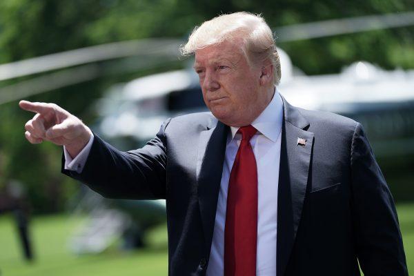 President Donald Trump talks to reporters while departing the White House May 24, 2019 in Washington. (Chip Somodevilla/Getty Images)