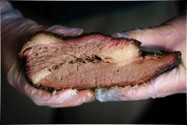 A whole, packer brisket, so named because that's how it's shipped from the packing house, is comprised of two separate muscles: the fatty point on top and the lean flat on the bottom. (Shutterstock)