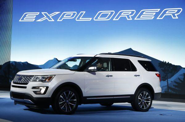 The 2016 Ford Explorer is shown during the model's world debut at the Los Angeles Auto Show in L.A., Calif., on Nov. 19, 2014. (Lucy Nicholson/Reuters)