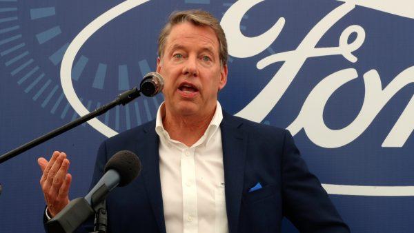 Ford Motor Co Chairman Bill Ford speaks during an event marking the opening of their research center in Tel Aviv, Israel on June 12, 2019. (Ammar Awad/Reuters)